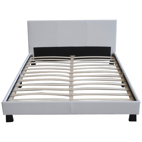 Mikasa Furniture White Makoto Faux Leather Bed Frame | Temple & Webster