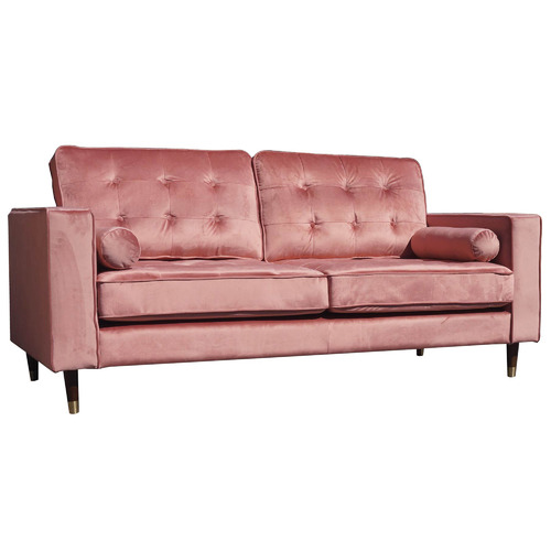 Mikasa Furniture Pink Cherry 3 Seater Velvet Sofa | Temple & Webster