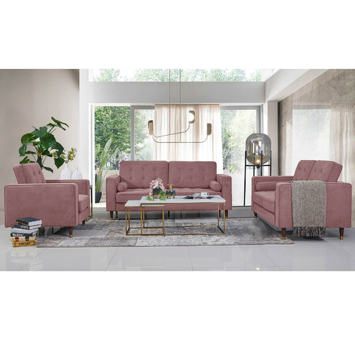 Mikasa Furniture Pink Cherry Velvet Armchair Temple & Webster