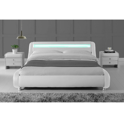 White Aurelius Bed Frame with LED Light