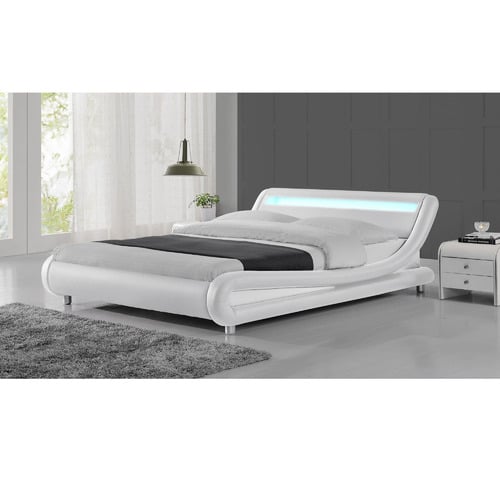 White Aurelius Bed Frame with LED Light