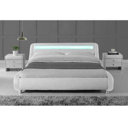 White Aurelius Bed Frame with LED Light