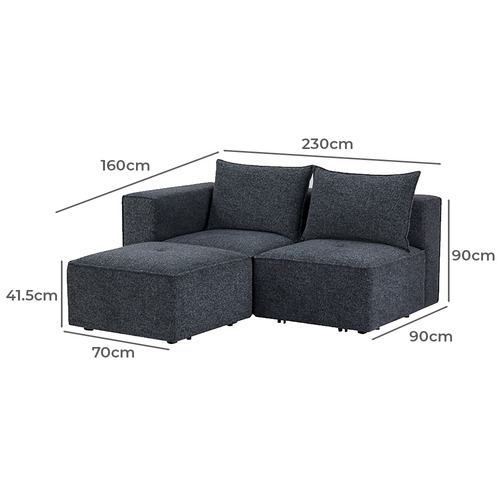 Rhodes 3 Seater Modular Sofa Set with Ottoman