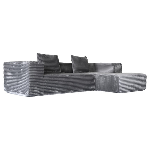 Dorian 4 Seater Velvet  Sofa with Right Chaise