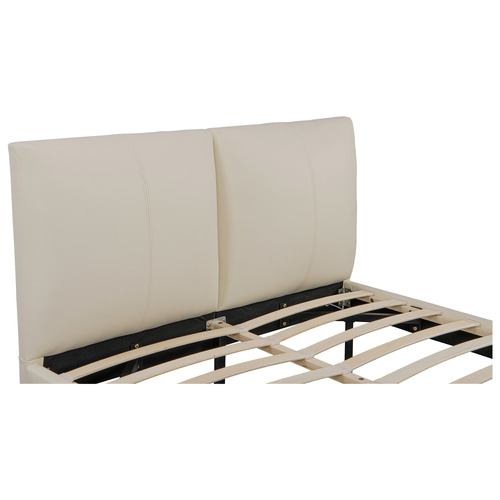 Beige Bentold Leatherette Floating Bed with LED