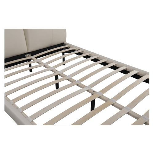 Beige Bentold Leatherette Floating Bed with LED