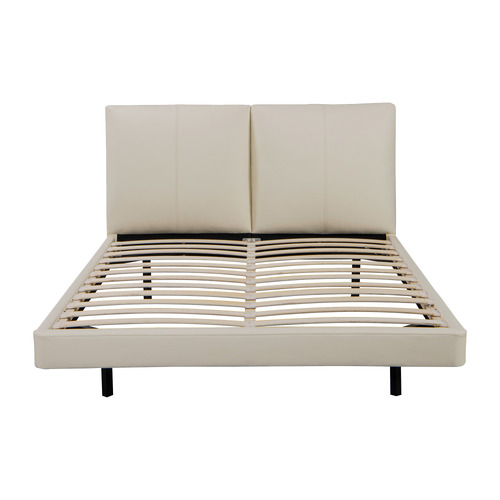 Beige Bentold Leatherette Floating Bed with LED