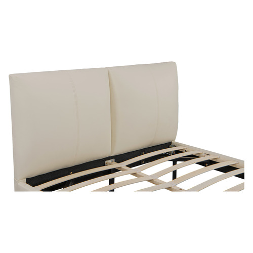 Beige Bentold Leatherette Floating Bed with LED