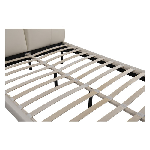Beige Bentold Leatherette Floating Bed with LED