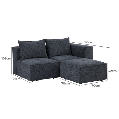 Rhodes 3 Seater Modular Sofa Set with Ottoman