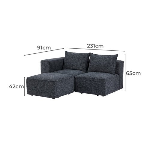 Rhodes 3 Seater Modular Sofa Set with Ottoman