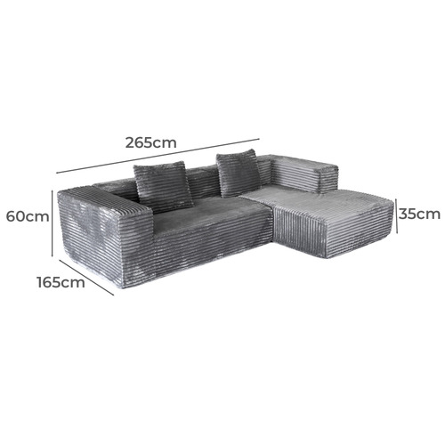 Dorian 4 Seater Velvet  Sofa with Right Chaise