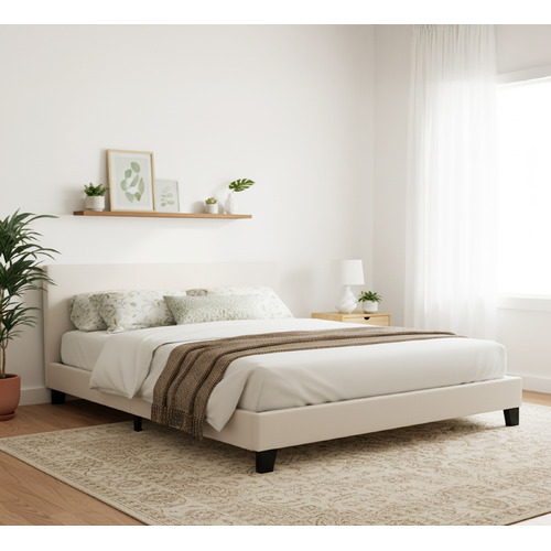 White Makoto Faux Leather Bed Frame