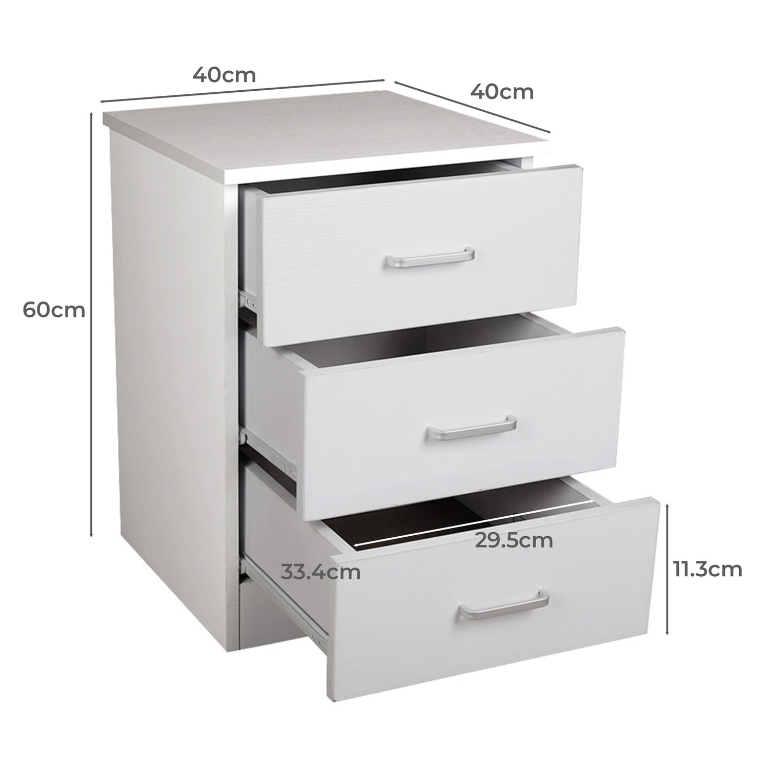 Grace 3 Drawer Bedside Table