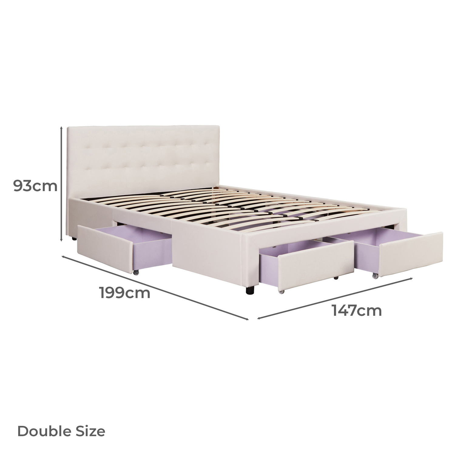 June Faux Leather Bed Frame with 4 Drawers