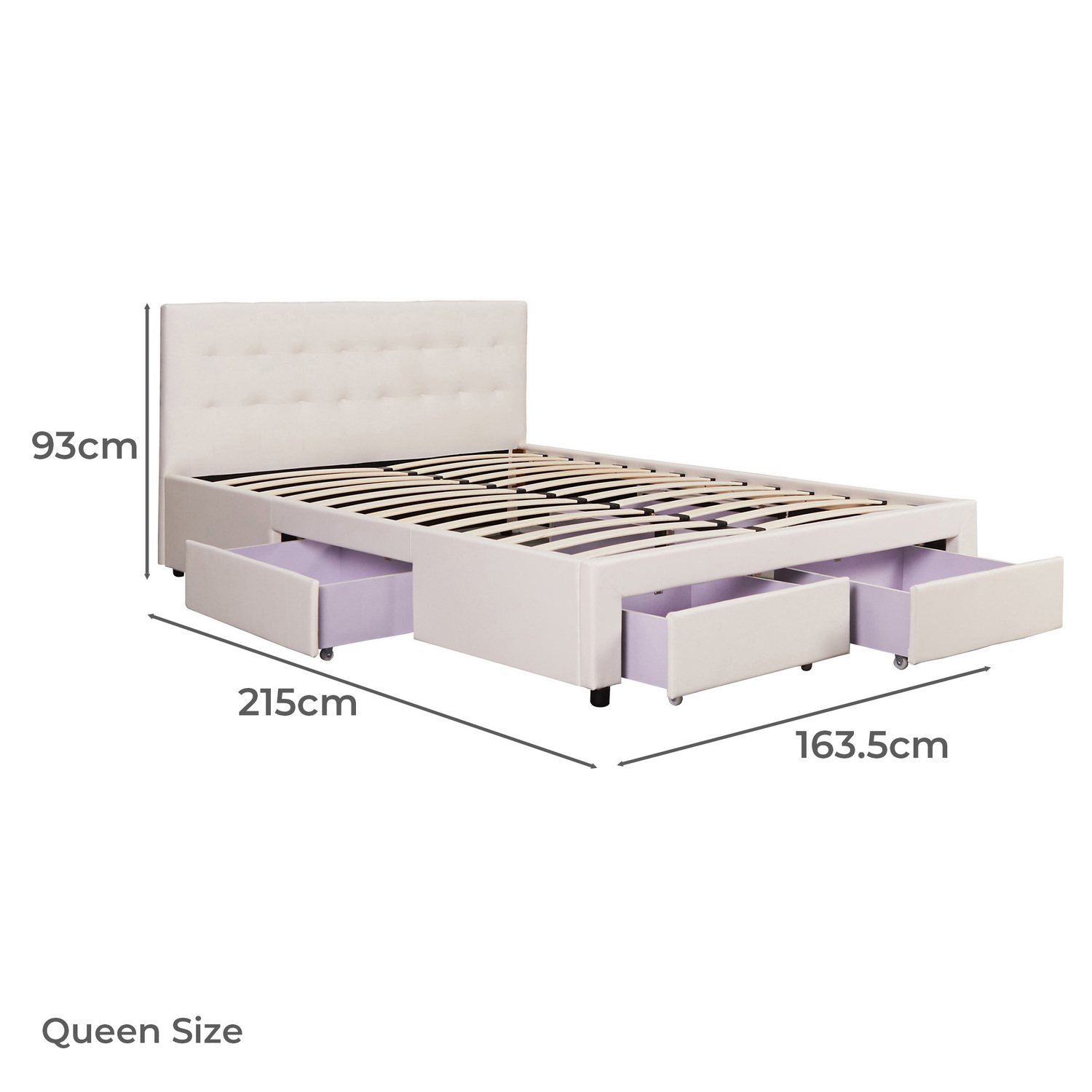 June Faux Leather Bed Frame with 4 Drawers