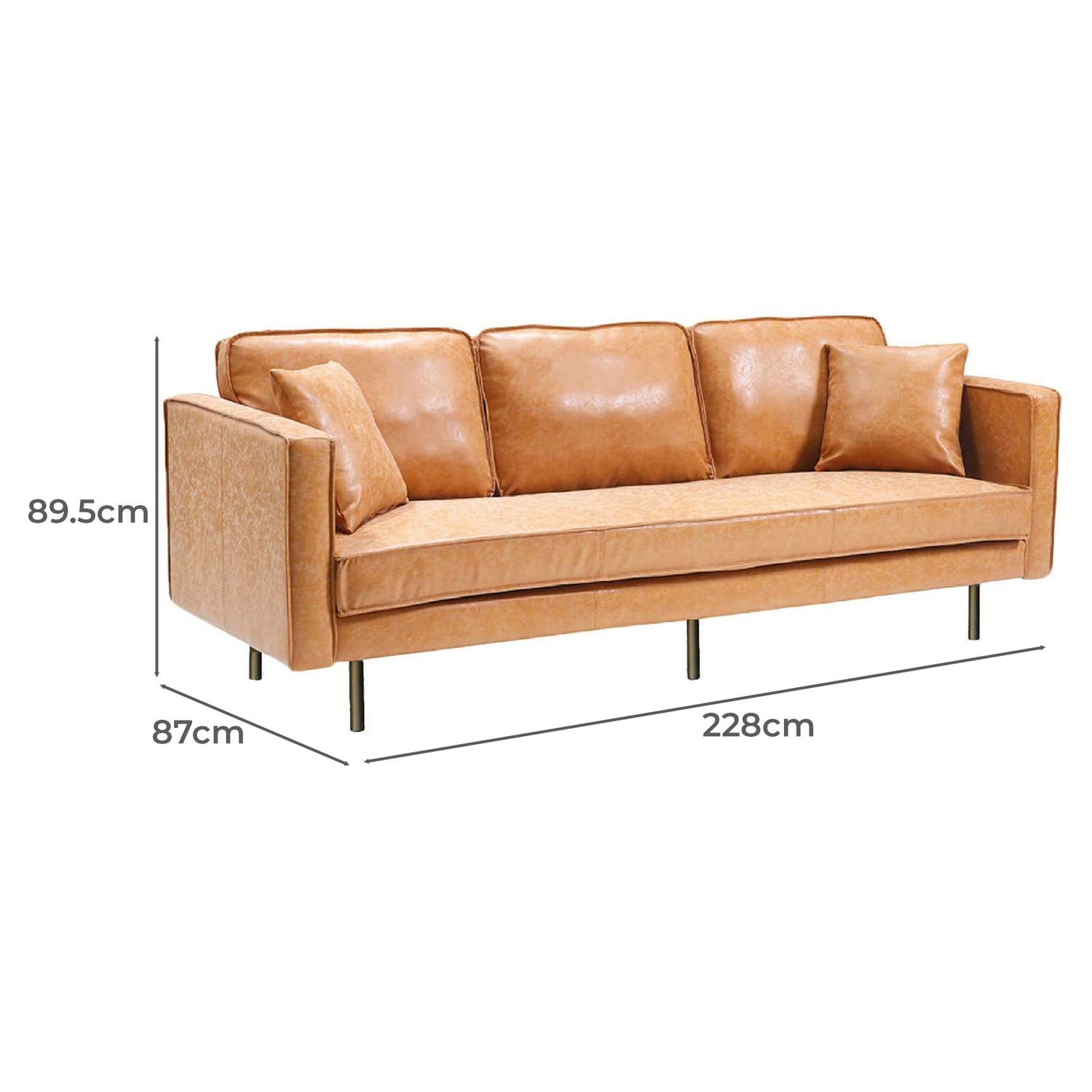 Coogee 3 Seater Faux Leather Sofa