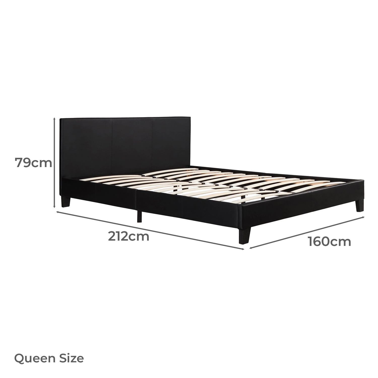 Black Makoto Faux Leather Bed Frame