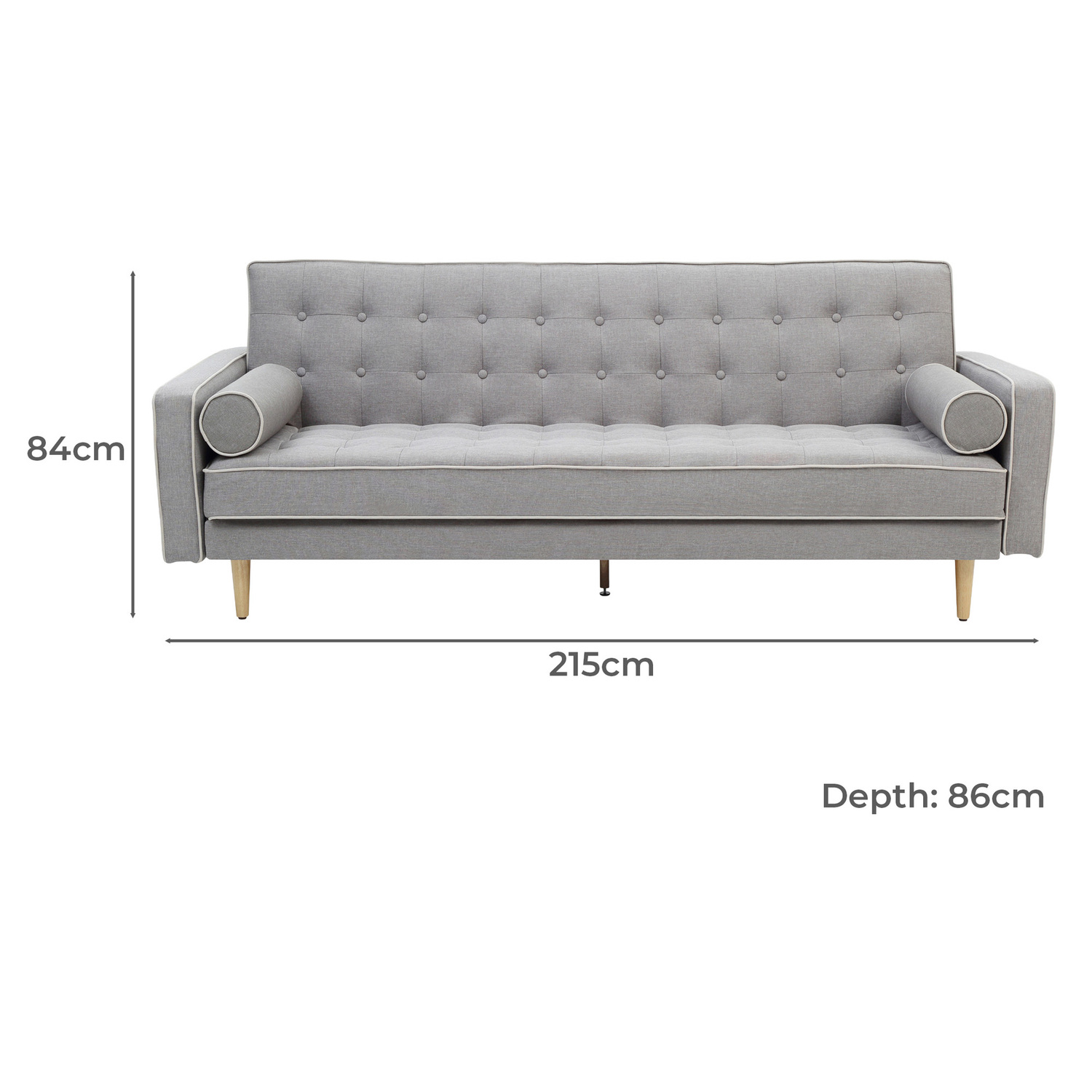 Grey Amelia 3 Seater Sofa Bed