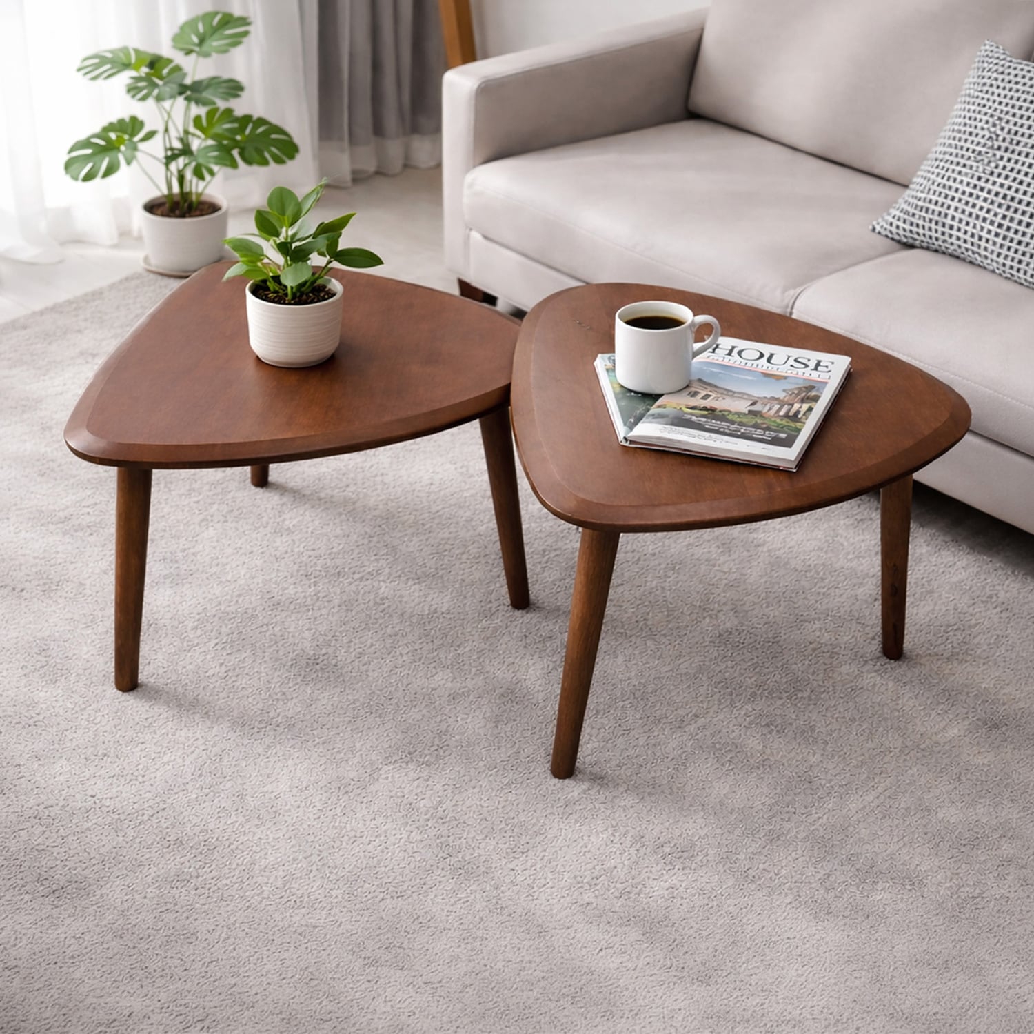 2 Piece Tiffany Rubberwood Nesting Coffee Table