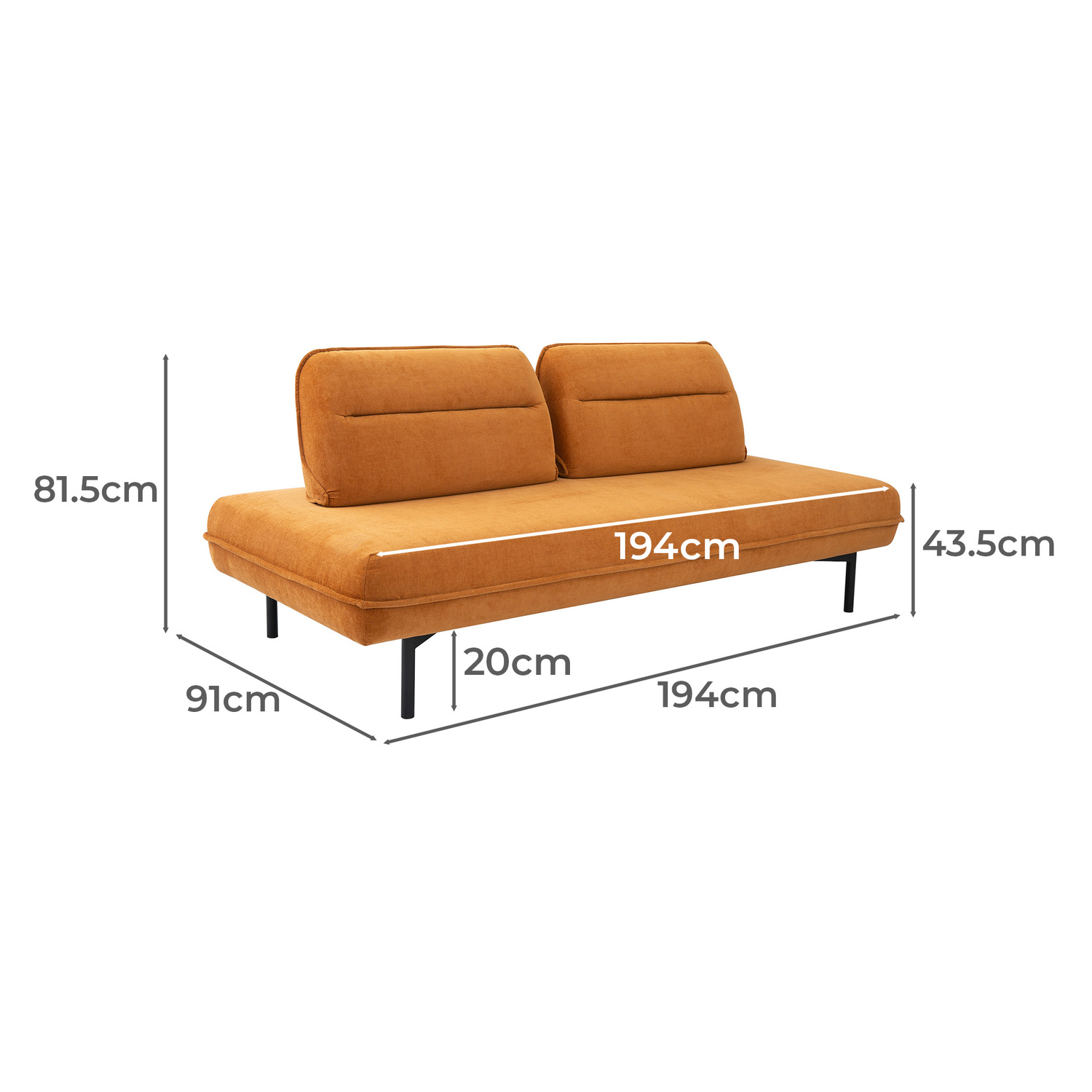 Esli 3 Seater Sofa with Removable Backrest