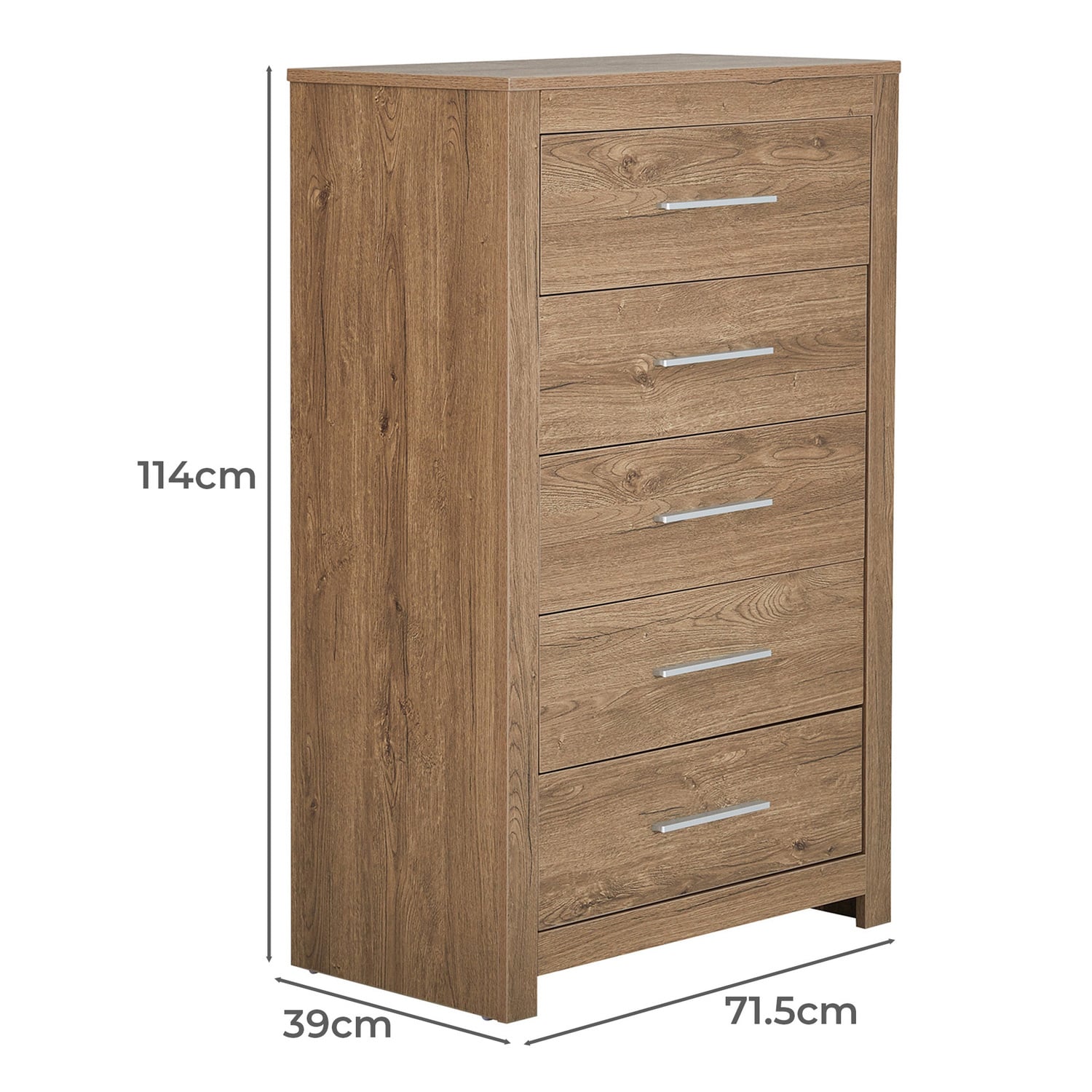 Dark Oak Maddington 5 Drawer Tallboy