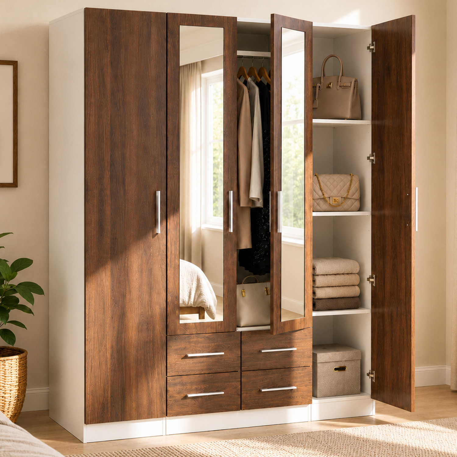 Talinis Wardrobe With Mirrored Doors