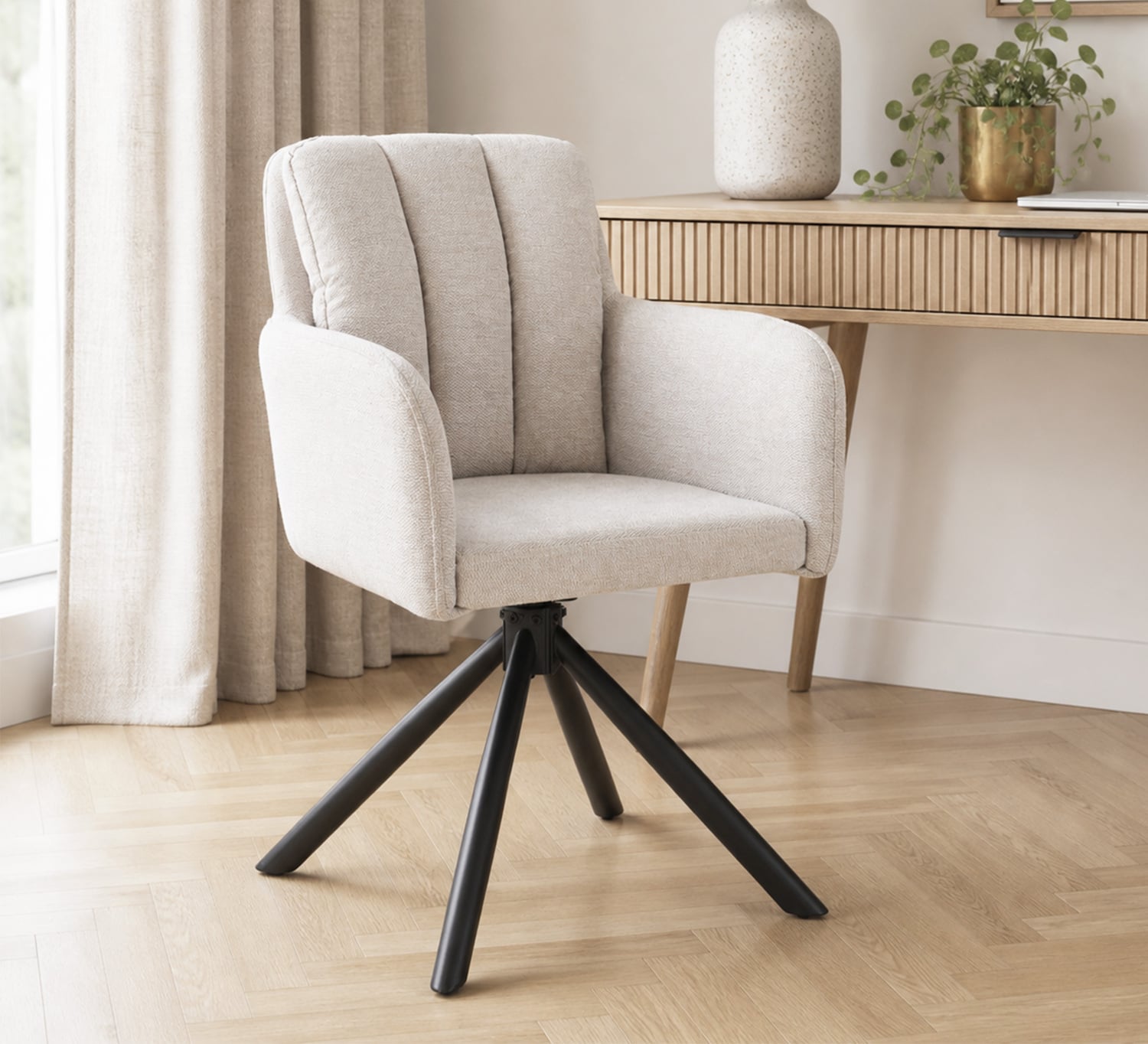 Karina Upholstered Swivel Dining Chairs