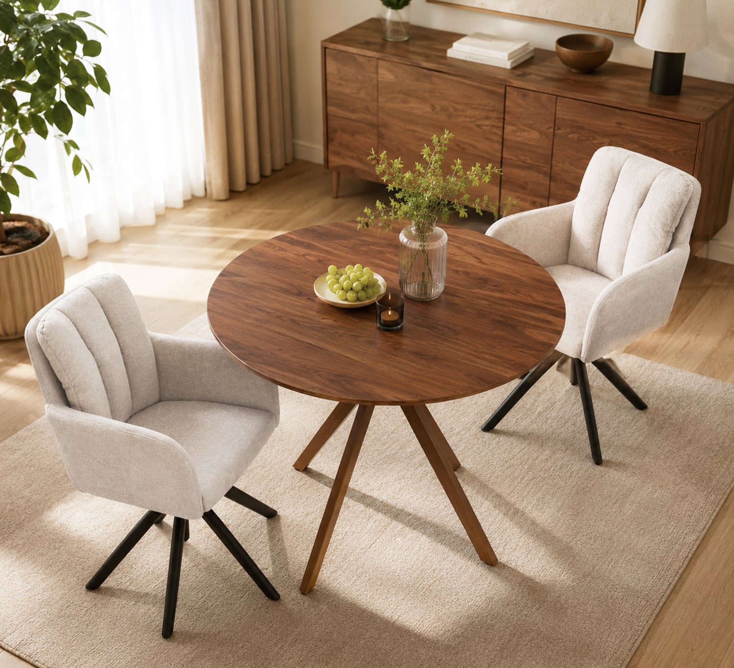 Karina Upholstered Swivel Dining Chairs