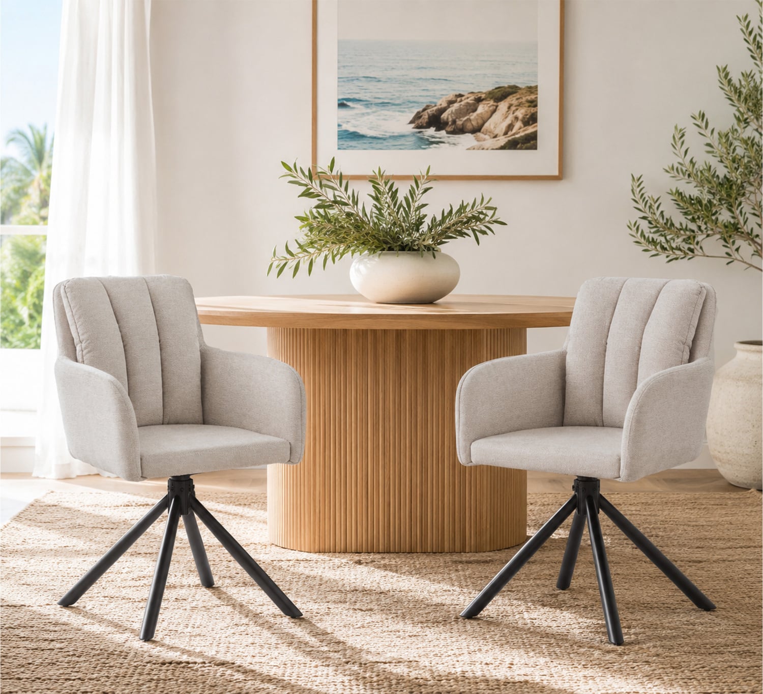 Karina Upholstered Swivel Dining Chairs