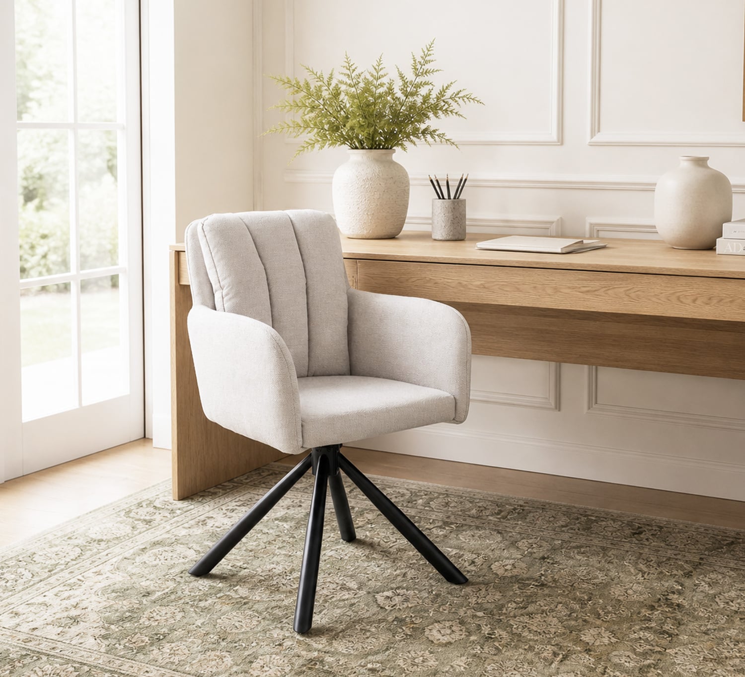 Karina Upholstered Swivel Dining Chairs