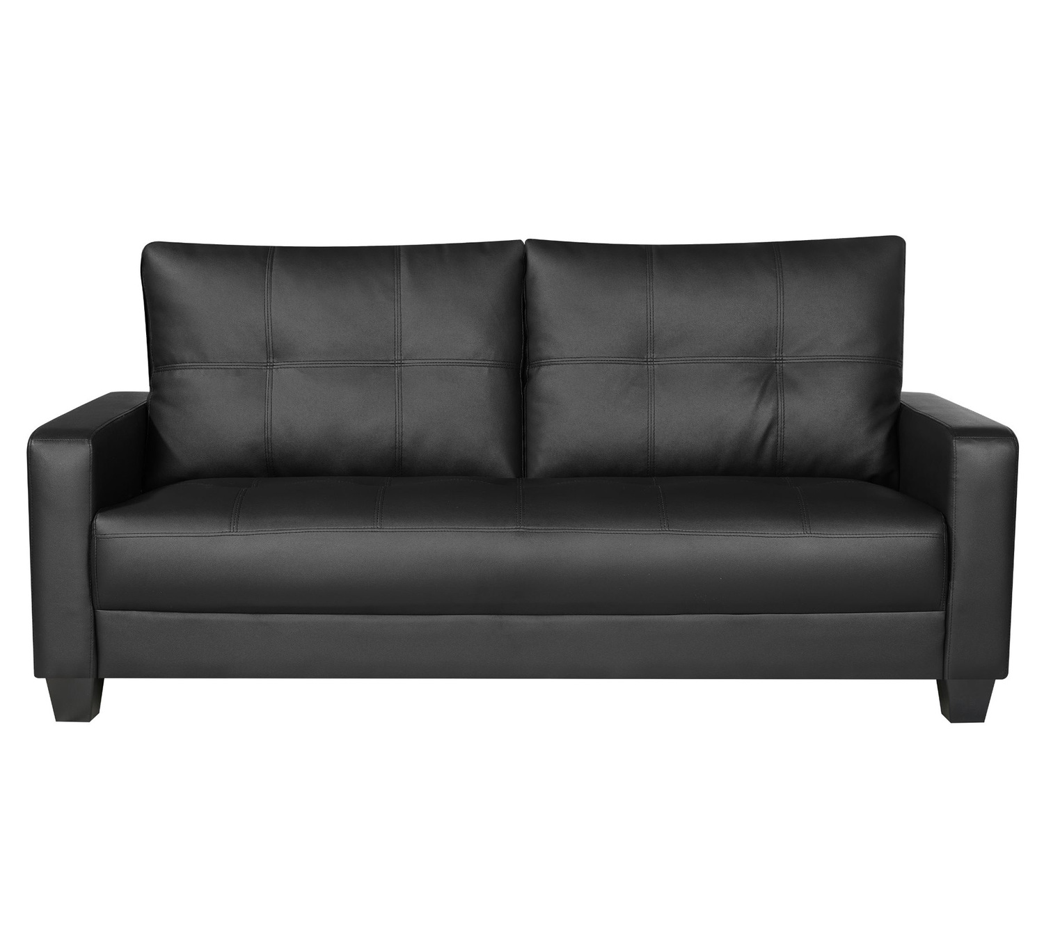 Black Chariton 3 Seater Faux Leather Sofa
