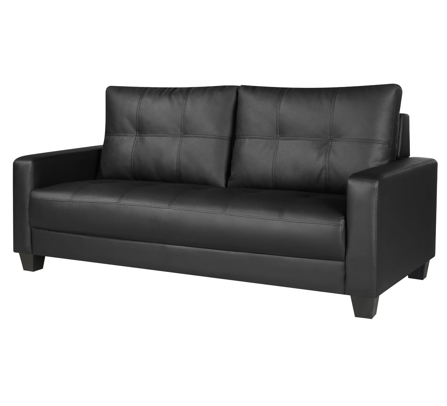 Black Chariton 3 Seater Faux Leather Sofa