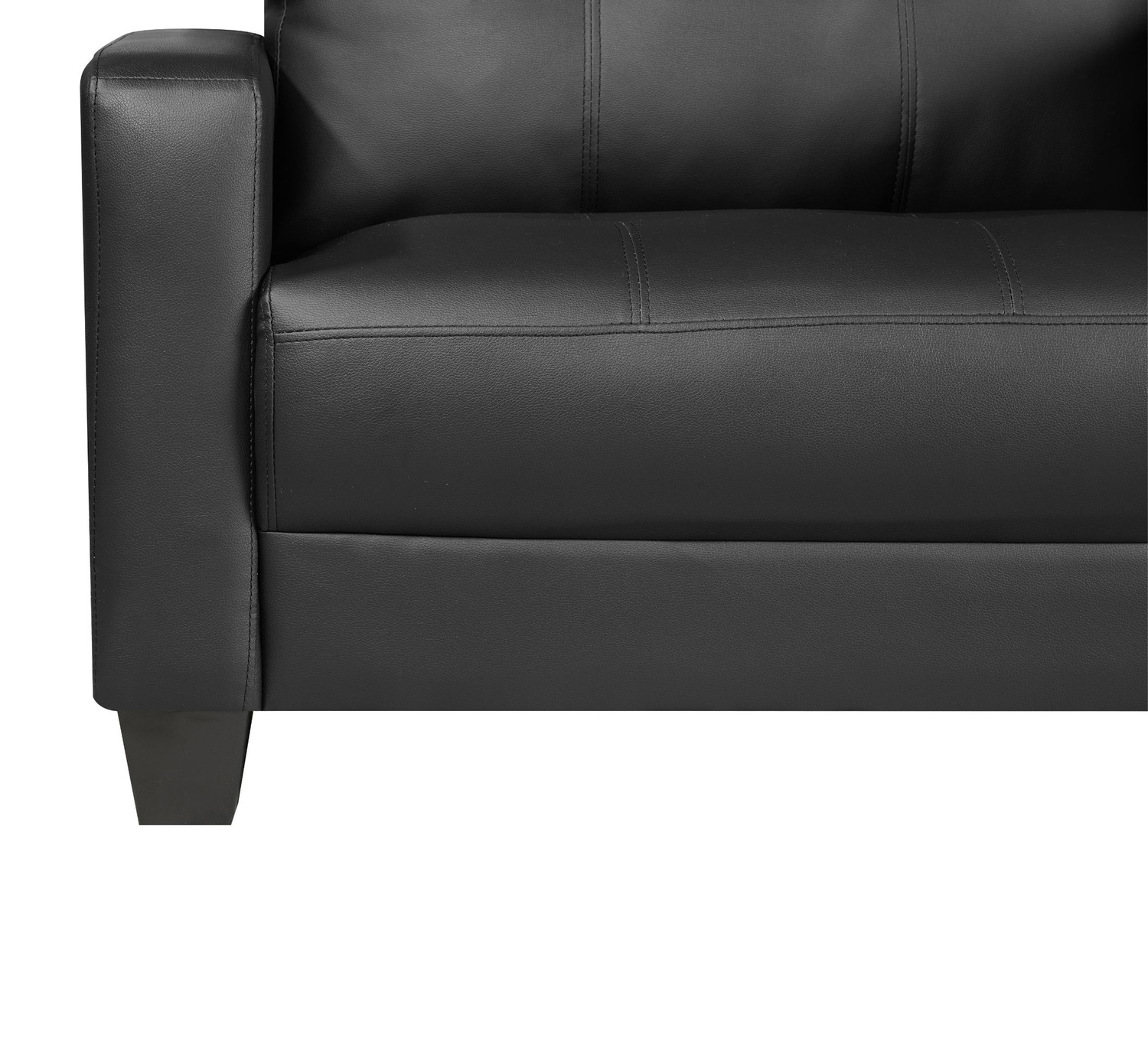 Black Chariton 3 Seater Faux Leather Sofa
