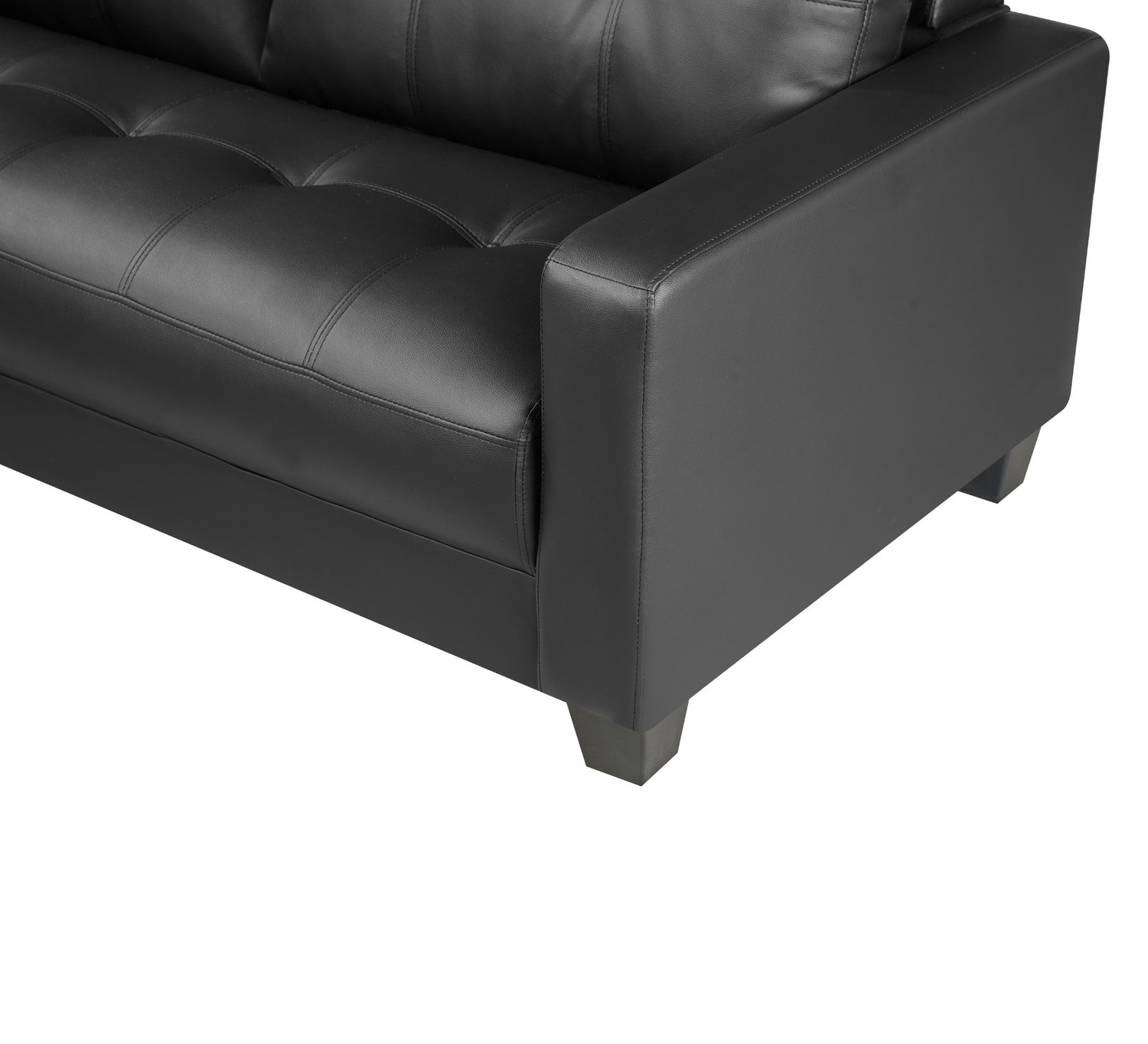 Black Chariton 3 Seater Faux Leather Sofa