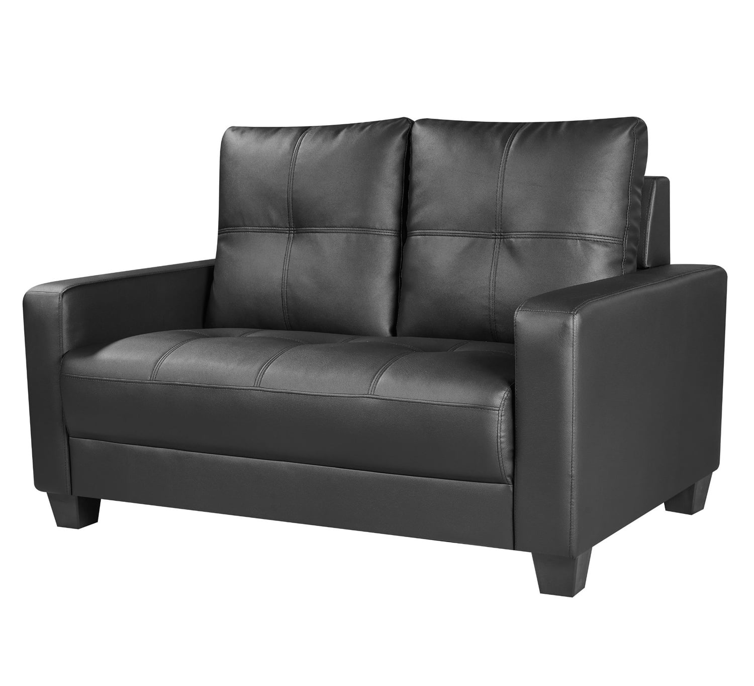 Black Chariton 2 Seater Faux Leather Sofa