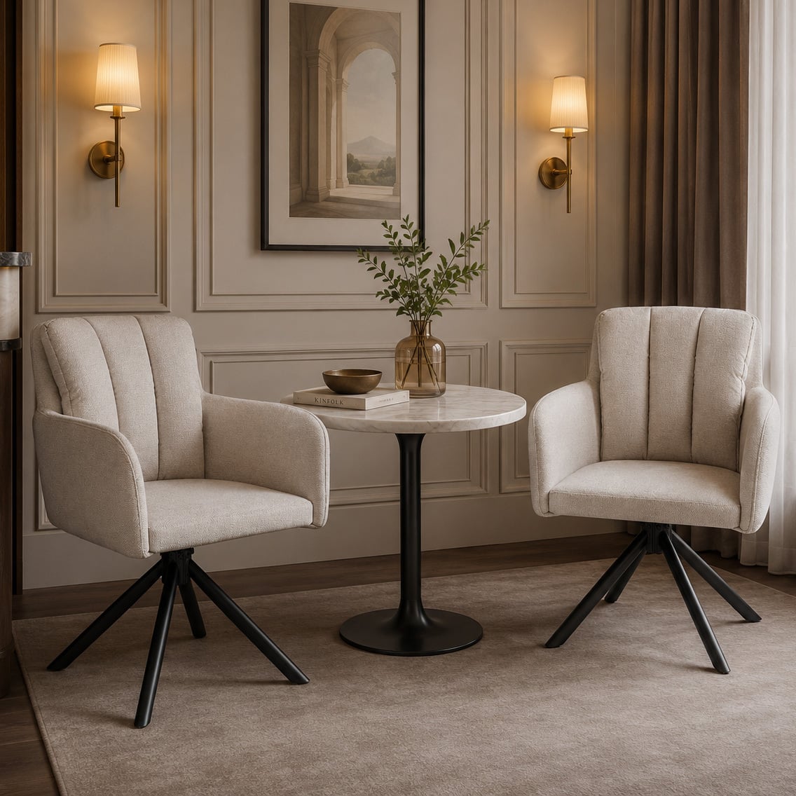 Karina Upholstered Swivel Dining Chairs