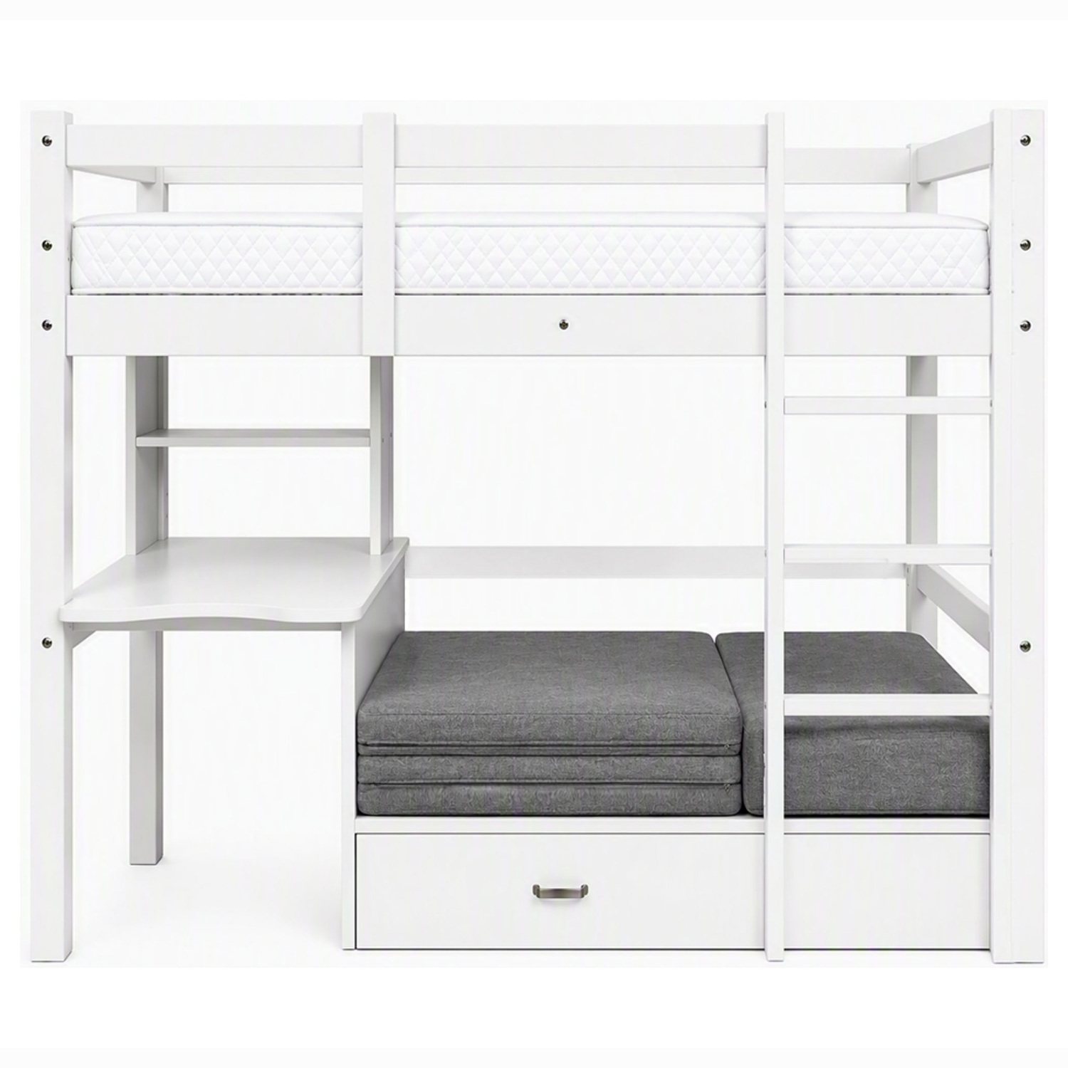 Auren Convertible Single Bunk Bed with Desk & Mattress