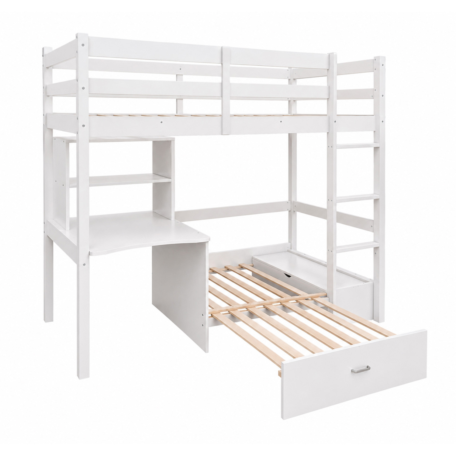 Auren Convertible Single Bunk Bed with Desk & Mattress