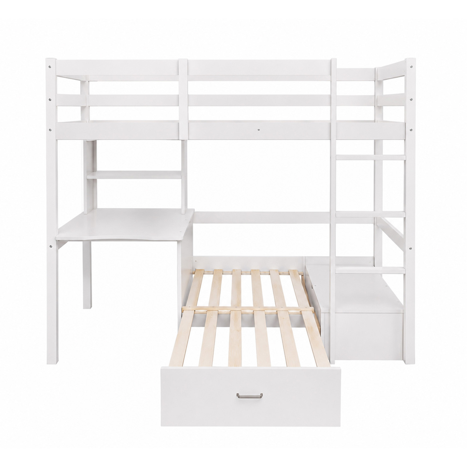 Auren Convertible Single Bunk Bed with Desk & Mattress