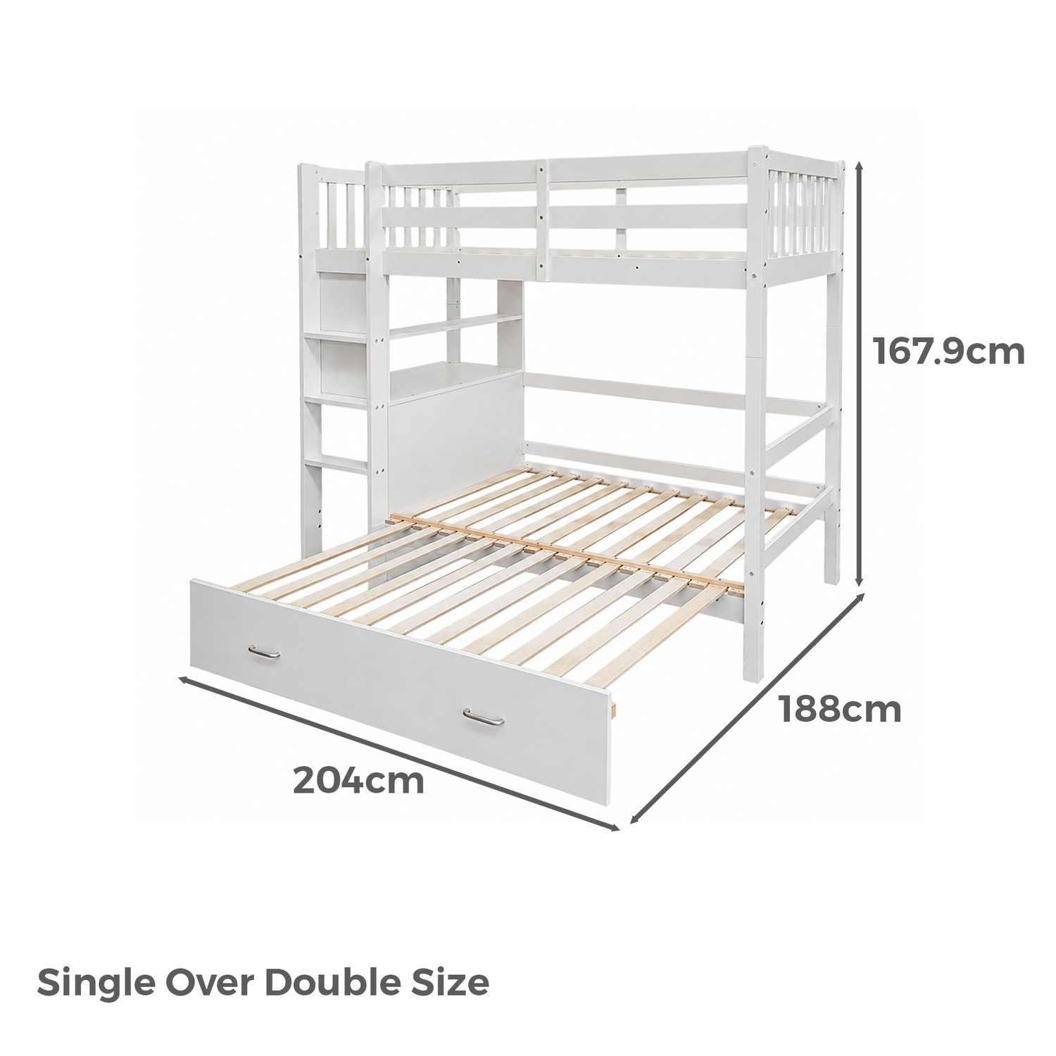 Solenne Convertible Single Over Double Bunk Bed with Desk & Mattress