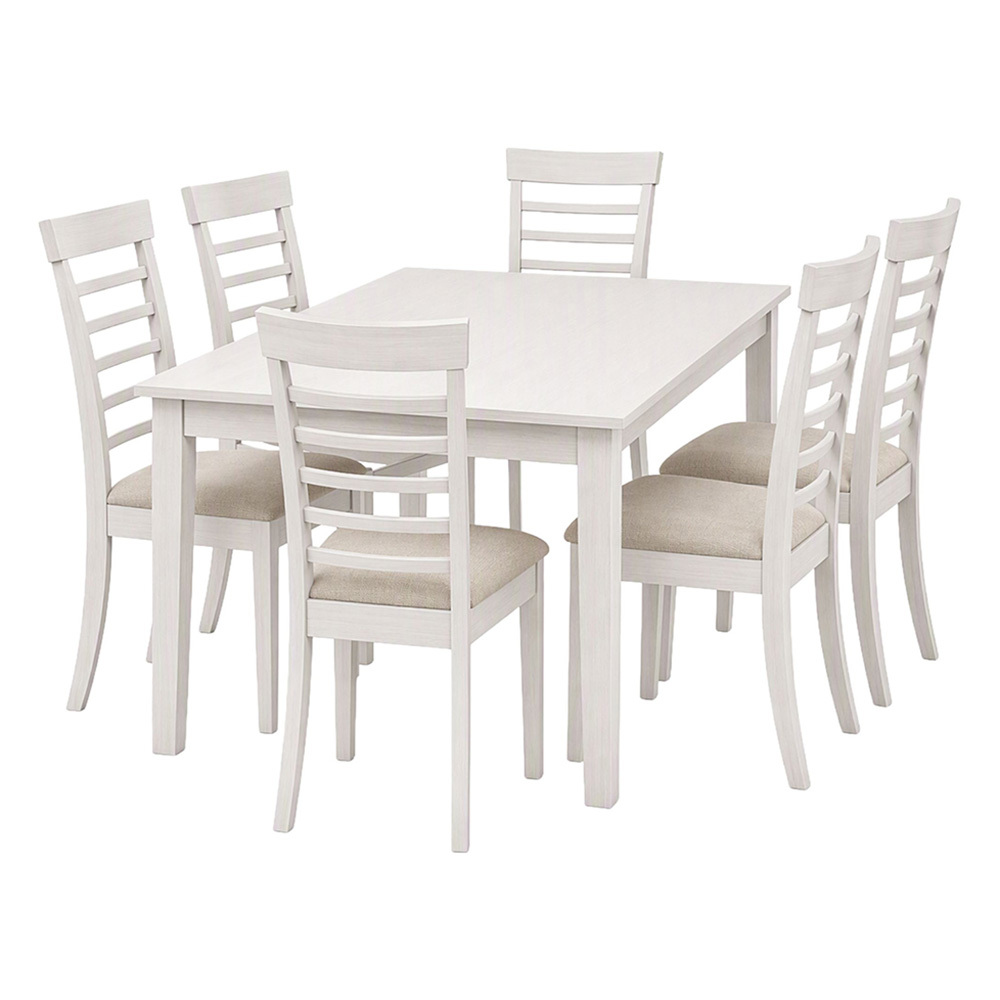 6 Seater Zarrah Rubberwood Dining Table & Chair Set