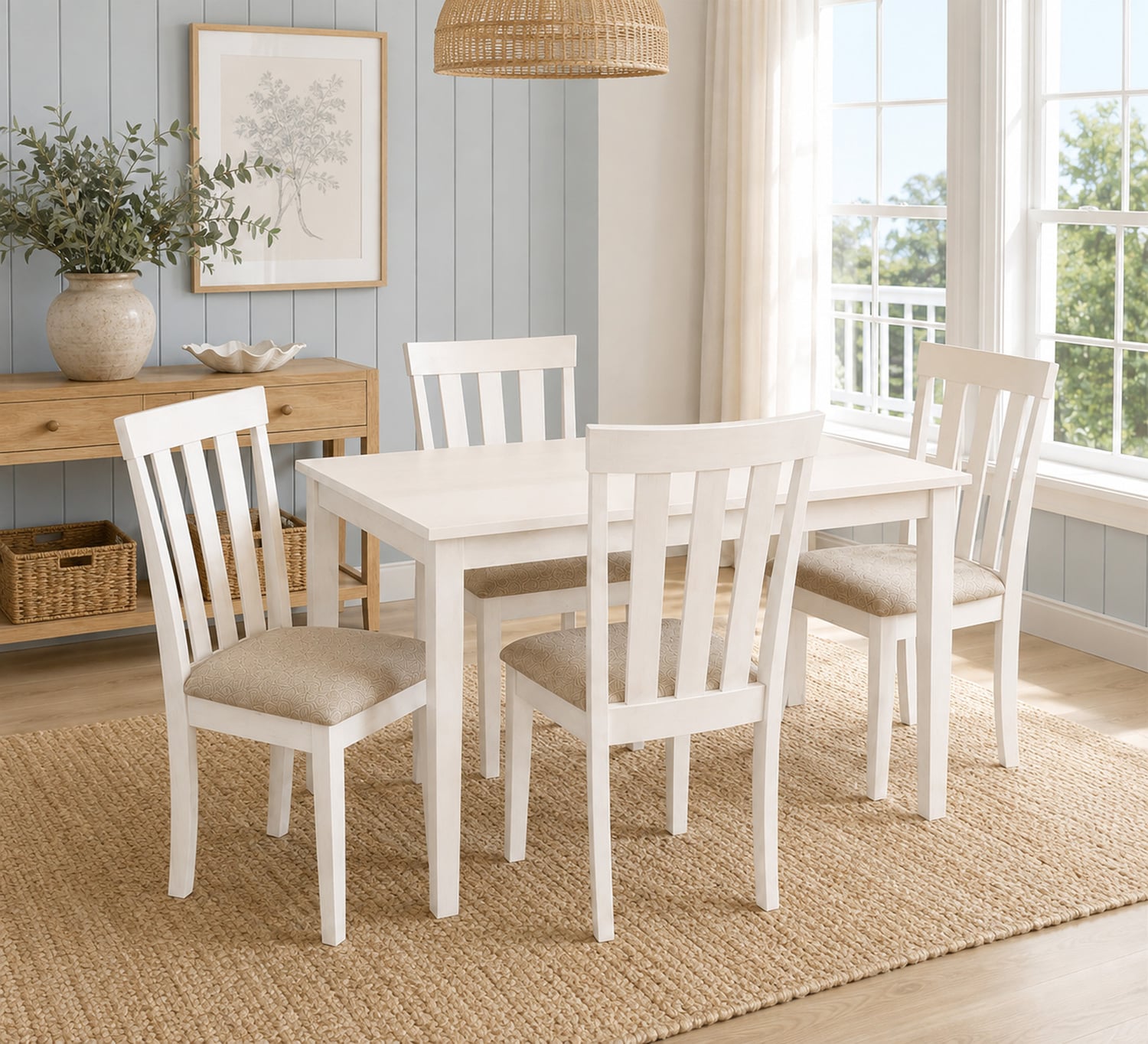 4 Seater Berryl Rubberwood Dining Table & Chair Set