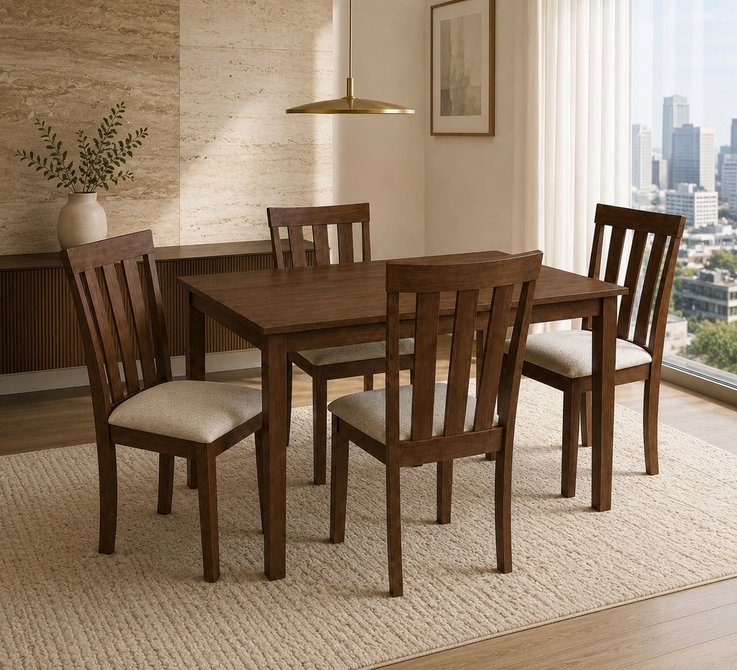 4 Seater Berryl Rubberwood Dining Table & Chair Set