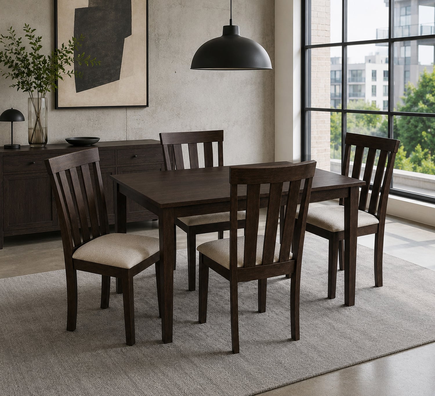 4 Seater Berryl Rubberwood Dining Table & Chair Set