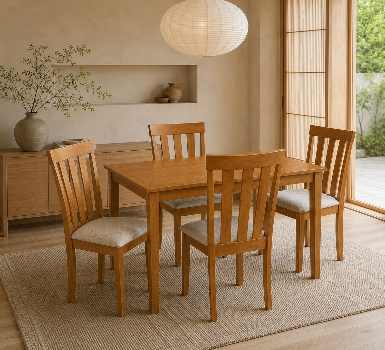 4 Seater Berryl Rubberwood Dining Table & Chair Set