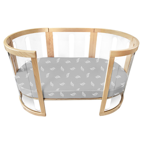 Amani Bebe White Leaf Organic Jersey Cotton Oval Fitted Sheet