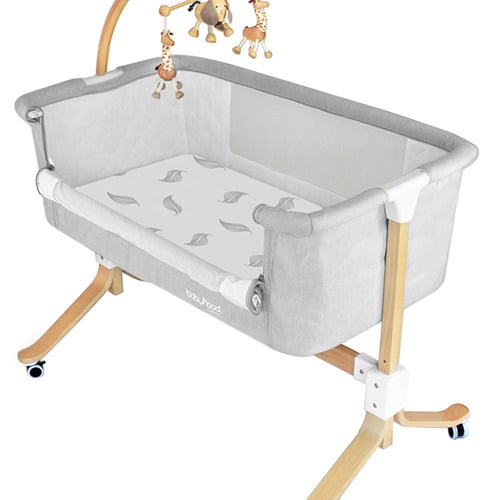 Amani Bebe Grey Leaf Organic Jersey Cotton Cradle Fitted Sheet