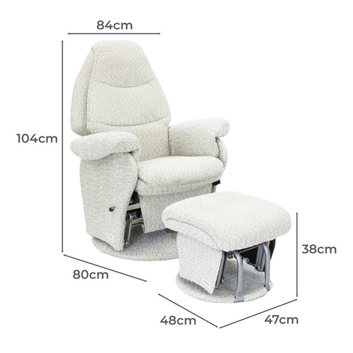 2 Piece Vogue Boucle Glider Chair & Ottoman Set