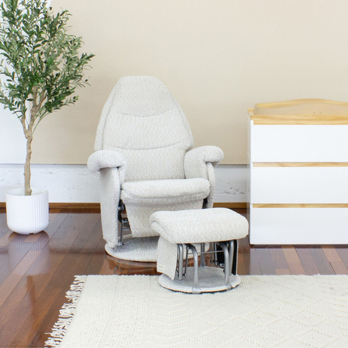 2 Piece Vogue Boucle Glider Chair & Ottoman Set